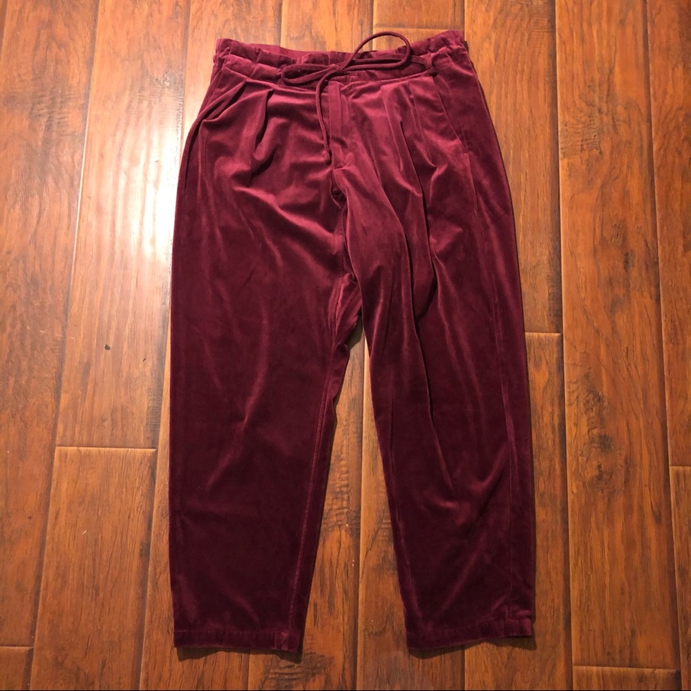 Monitaly Drop Crotch Pants Silky Velvet Maroon
